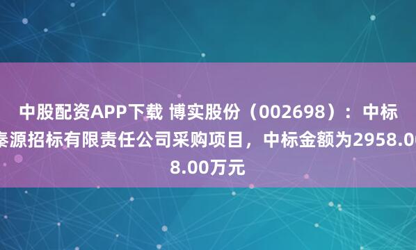 中股配资APP下载 博实股份（002698）：中标陕西秦源招标有限责任公司采购项目，中标金额为2958.00万元