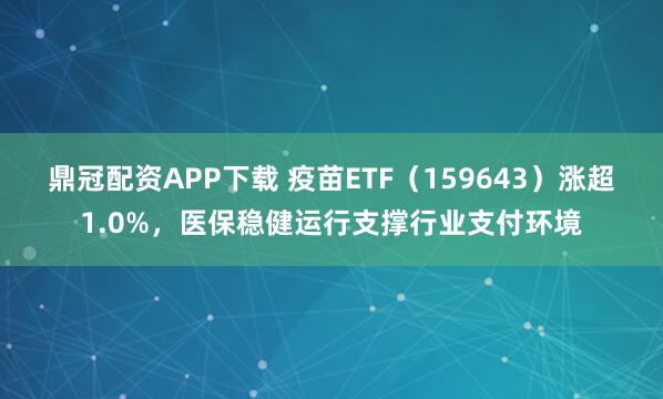 鼎冠配资APP下载 疫苗ETF（159643）涨超1.0%，医保稳健运行支撑行业支付环境